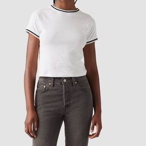 Levi's Women's Short Sleeve Cropped Oracle Ringer T-Shirt - White L/M/S
